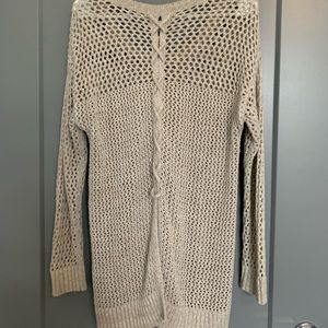 Lucky Brand woven lace up back tunic sweater